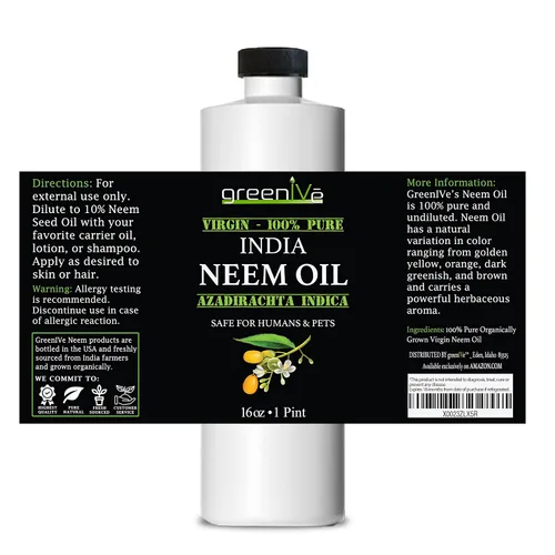 Miniatura 3 de GreenIVe Aceite de neem 100% cultivado orgánicamente, virgen prensado en frío, puro y natural, 16 onzas, ideal para jardinería, cuidado de la piel