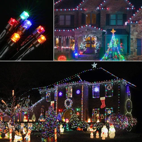 Miniatura 3 de Toodour Tira de luces de Navidad para exteriores, 213 pies, 600 luces LED, temporizador, impermeable, 8 modos de luz de Navidad para exteriores, luz