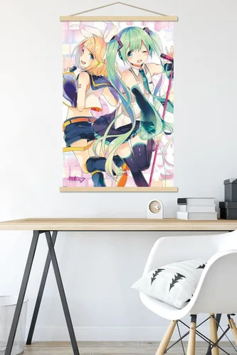 Miniatura 5 de Trends International Hatsune Miku - Póster de pared dúo, 22.37 x 34.00 pulgadas, paquete de impresión premium y colgador de madera de haya