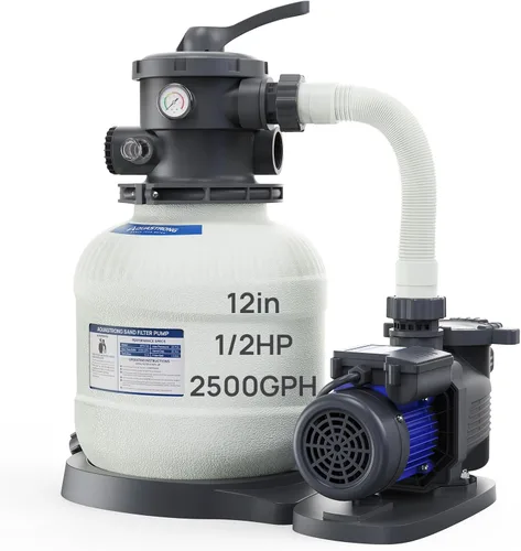 AQUASTRONG Bomba de filtro de arena para piscina sobre el suelo, bomba de piscina de 1/2 HP sobre el suelo 2500 GPH para piscinas de hasta 9000