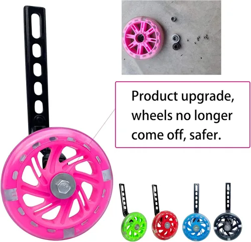 Miniatura 2 de Ruedas de entrenamiento para bicicleta de 12/14/16/18/20 pulgadas, rueda de silencio flash (rosa claro)