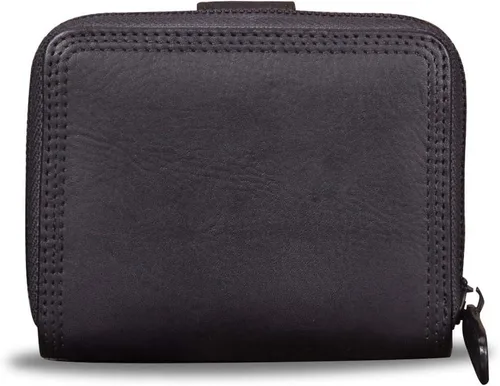 Miniatura 3 de Billeteras de cuero plegables para mujer, estilo vintage, hechas a mano, pequeño, con cremallera, Negro -, Billetera plegable