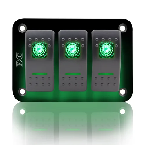 Miniatura 14 de FXC - Panel de interruptor basculante de aluminio de 6 bandas, interruptores de palanca de 5 pines encendido/apagado, 2 LED retroiluminados