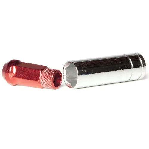 Miniatura 5 de Circuit Performance Tuerca hexagonal de extremo abierto extendido de acero forjado para ruedas de posventa: 12 x 1.5 rojo, juego de 20 piezas +