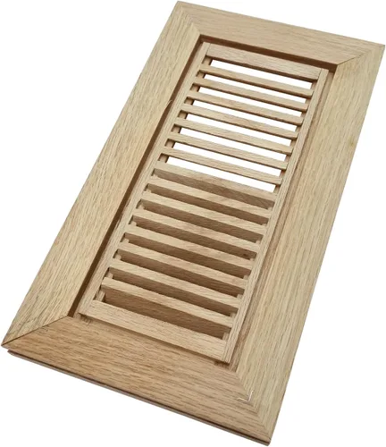 Miniatura 4 de Registro de piso de madera de roble blanco, montaje empotrado con marco, 4 x 10 pulgadas, sin terminar Blanco (White Oak)