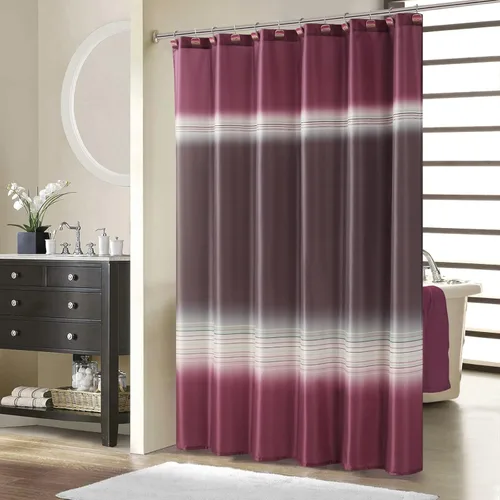 Miniatura 19 de Cortina de ducha de tela, estampado beige y tostado, cortinas de ducha con patrón de damasco bohemio de cachemira para baño, cortinas de baño Hudson