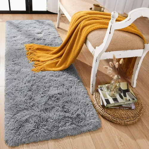 Miniatura 45 de Alfombra Corredor Suave de Pelo Largo para Dormitorio, 2 x 6 pies, alfombras esponjosas con parte inferior antideslizante para pasillo, junto a