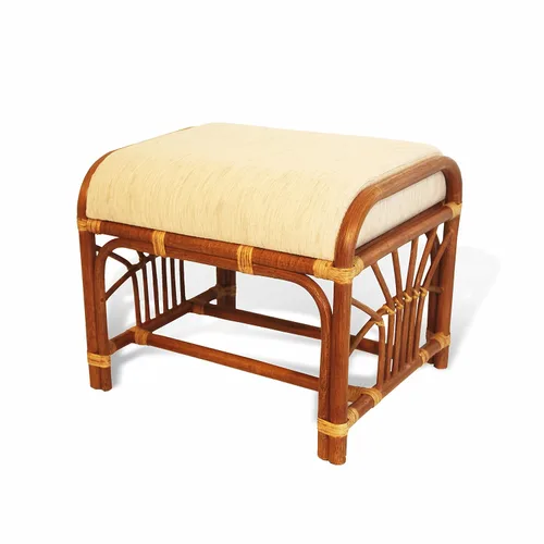 Miniatura 3 de Lounge Set de 2: Silla mecedora giratoria Java de mimbre de ratán natural hecha a mano y otomana Krit con cojín crema, coñac