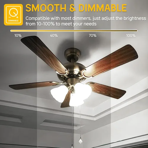 Miniatura 2 de Bombillas LED E12 regulables de 6 vatios (equivalente a 60 W), bombillas LED G14 para ventilador de techo, luz blanca diurna 5000K, bombillas LED