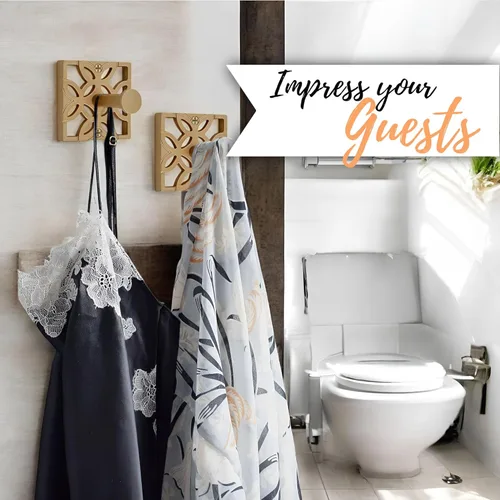 Miniatura 6 de Autumn Alley Dos Ganchos Dorados, Gancho para Toallas de Baño, Gancho para Bata Montado en la Pared - Ganchos Decorativos de Pared para Toalla