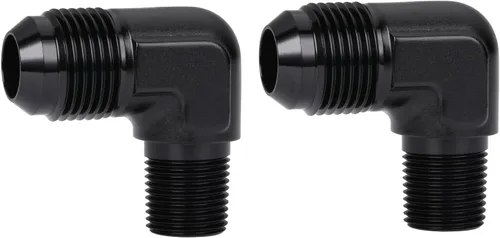 Miniatura 9 de 3AN macho Flare a 1/4 NPT tubo macho 90 grados codo adaptador unión aluminio negro