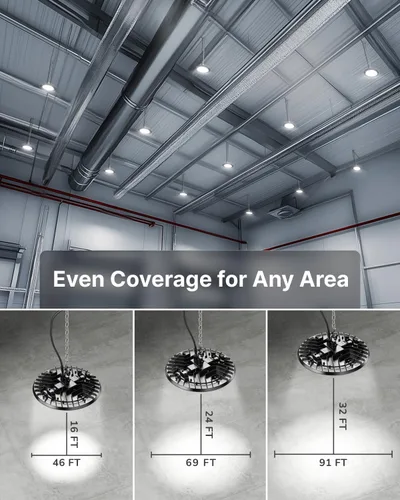 Miniatura 7 de Sunco - Paquete de 10 luces LED UFO de alta bahía, 150 W, 19500 lúmenes, 5000 K, luces comerciales ultra brillantes para almacén, fábrica, taller