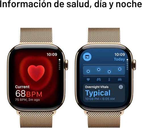 Miniatura 5 de Apple Watch Series 10 [GPS + Celular 46mm] con caja de titanio dorado con bucle milanés dorado - M/L. Rastreador de fitness, aplicación ECG, Caja