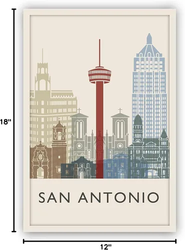 Miniatura 8 de Póster de horizonte de San Antonio, impresión de paisaje urbano y monumento, arte de pared para el hogar, decoración de pared de oficina, 12 x 18