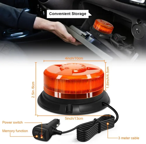 Miniatura 4 de Luces de baliza para camiones, luces estroboscópicas para vehículo, luz magnética intermitente de emergencia para remolque, camión de trabajo