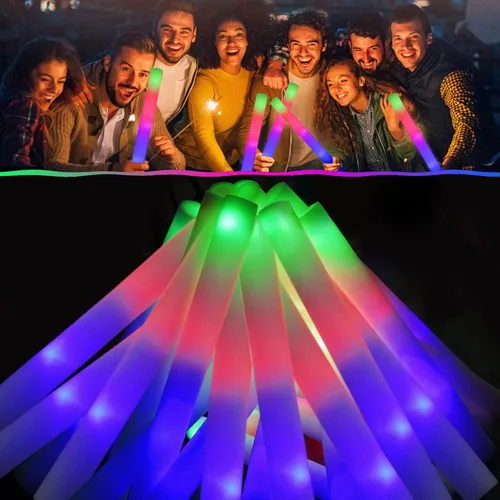 Miniatura 12 de LifBetter 45 piezas de palos de brillo a granel - Palos de espuma LED que brillan en la oscuridad con 3 modos de brillo, palos de espuma LED