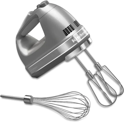 KitchenAid, Batidora de Mano Digital con 7 Velocidades y Accesorios Turbo Beater II, KHM7210, Plateado Contour