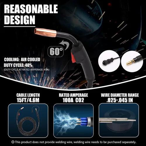 Miniatura 2 de Pistola de soldadura MIG K530-6 de 15 pies, 100 amperios, repuesto para Lincoln Magnum 100L SP-140T 180T, MIG-Pak 140 180, Pro MIG 140 180, Power