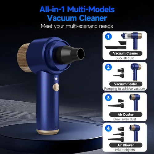 Miniatura 4 de Vizeusvac Aspiradora para Automóvil, 16000PA Mini Aspiradora para Auto Inalámbrica Potente, 7 en 1 Aspiradora de Mano Portátil Inalámbrica con Luz