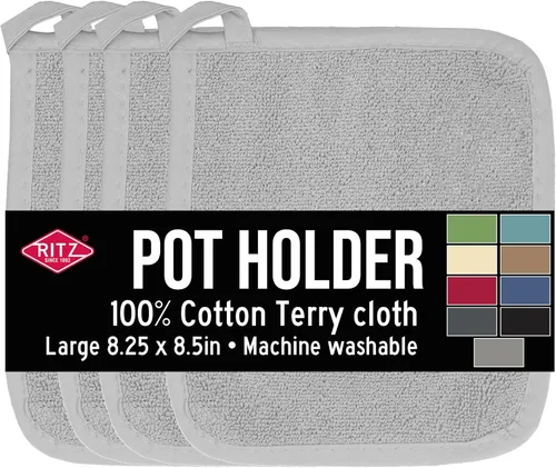 RITZ Agarraderas para ollas y salvamanteles de rizo: Resistente al calor sin igual, duradero 100% algodón – Diseñado ergonómicamente para un agarre