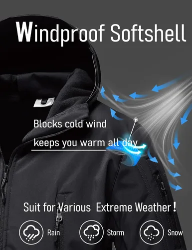 Miniatura 5 de MAGCOMSEN - Chaqueta táctica con capucha para hombre, impermeable, suave, abrigo de invierno