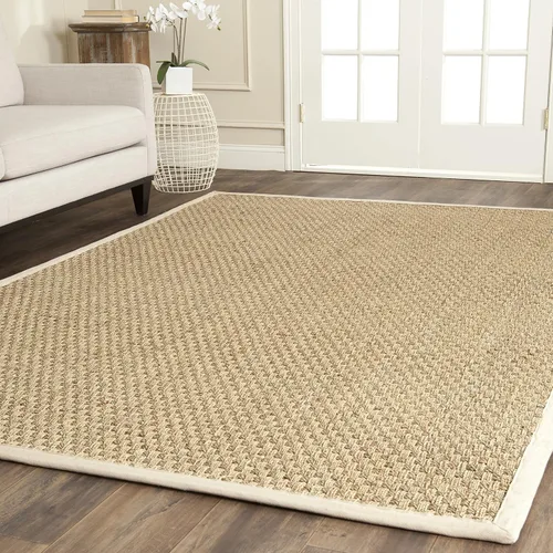 Miniatura 82 de Safavieh Natural Fiber NF114P - Alfombra redonda de hierba marina, tejido de canasta, con borde, de 244 cm, color gris Natural/ gris