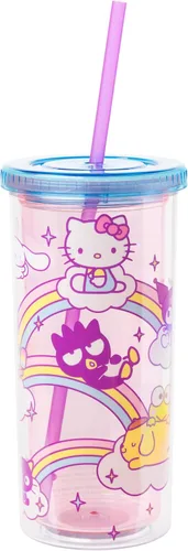 Miniatura 16 de Silver Buffalo Hello Kitty Globos de Corazón Vaso Térmico de Acero Inoxidable de Doble Pared con Pajilla, 22 Onzas Globos de corazón de Hello Kitty