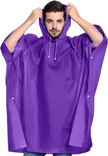 Miniatura 6 de ANTVEE Ponchos de lluvia para adultos, impermeable, portátil, reutilizable, paquete de 2 con capucha con cordón, se mantiene seco