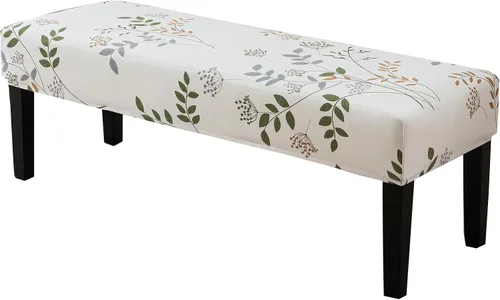 Miniatura 8 de CRFATOP Funda de cojín rectangular estampada para banco de comedor, elástica, extraíble y lavable, protector de banco tapizado para comedor, sala