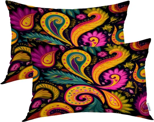 Miniatura 49 de Batmerry Flowers with Stems Throw Pillow Covers, Beautiful Floral Decorative Pillow Covers Digital Printing Blended for Couch Sofa Bed Invisible