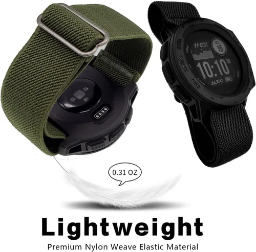 Miniatura 7 de Abanen Correas elásticas de reloj de 0.866 pulgadas para Garmin Instinct 3 de 1.772 pulgadas/2 Solares, correa de nailon elástico suave
