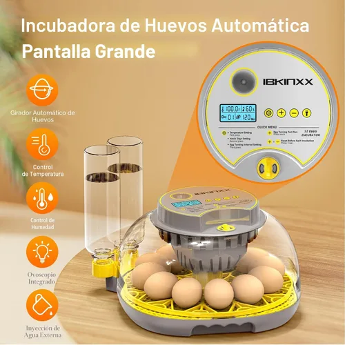 Miniatura 3 de Incubadora para incubar huevos: capacidad de 12 huevos, nuevo cambiador automático de huevos 2026, control de temperatura y humedad, visualización