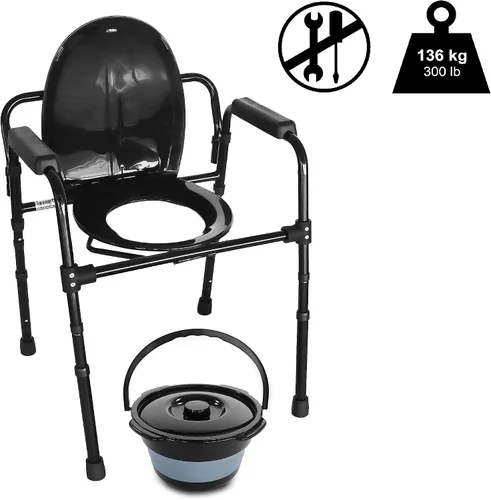 Miniatura 2 de PEPE Mobility Cómoda 3 en 1 con estructura resistente de soporte de doble barra transversal, silla estable con cubo, capacidad de peso de 300 Negro