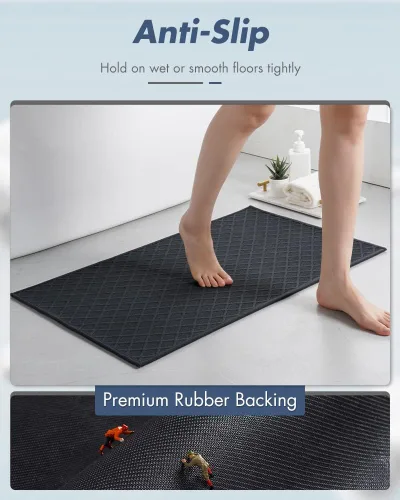 Miniatura 2 de AMOAMI Tapetes de baño ultra delgados, con parte trasera de goma, antideslizantes, absorbentes, para suelo, regadera y lavabo