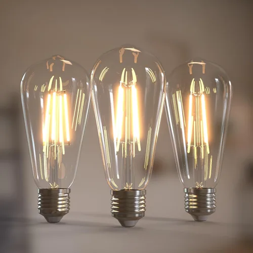 Miniatura 48 de Jensense Bombillas LED Edison E26, 60 vatios equivalentes, bombillas regulables, 2300 K, luz blanca cálida (cristal ámbar), estilo vintage