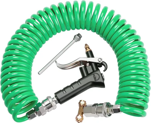 Miniatura 9 de Kit de Pistola de Aire para Camión Pesado con 9 Metros de Manguera Enrollable y 2 Puntas de Boquilla Intercambiables - Kit de Pistola de Aire