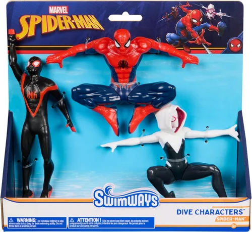 SwimWays Marvel Spider-Man - Paquete de 3 personajes de buceo, accesorios de piscina y juguete de piscina para niños, juguetes de Spiderman, figuras