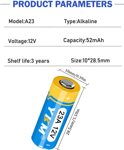 Miniatura 2 de YKM Batería alcalina de 23A de 12 voltios A23 MN21/23 L1028f de 12 V para ventilador de techo remoto abridor de puerta de garaje, paquete de 5