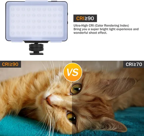 Miniatura 8 de Commlite CM-L50 - Luz LED de video para cámara, 50 LED 5700-6000 K, regulable, mini panel de luz para smartphones y cámaras, apto para Canon, Sony