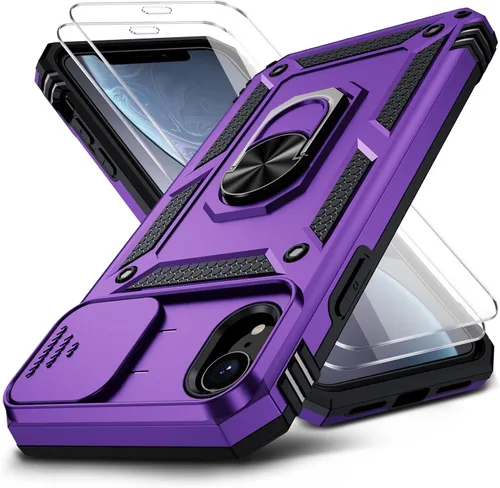 Miniatura 11 de Funda para iPhone XR, Funda para Teléfono iPhone XR con 2X Protectores de Pantalla HD + Cubierta Deslizante para Cámara, [Grado Militar] Funda