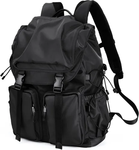 Miniatura 8 de Mochila vintage para computadora portátil para hombres y mujeres, mochila funcional y elegante de 30 litros con diseño de bolsillo lateral elástico