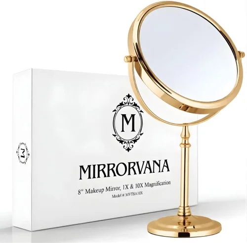 Miniatura 9 de MIRRORVANA Espejo de maquillaje grande de doble cara 10X y 1X con soporte en caja de regalo, 15 pulgadas de alto y 8 pulgadas de ancho (negro)