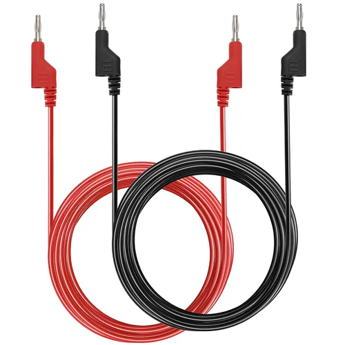 Miniatura 8 de Sumnacon 2 cables de prueba de enchufe de plátano a plátano, cables de prueba apilables de 0.157 in, cables de clip de multímetro para pruebas