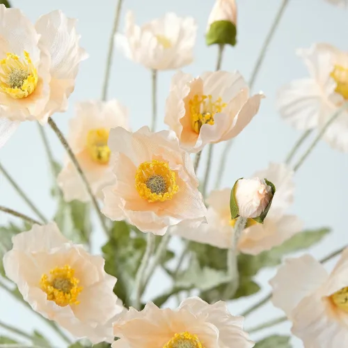 Miniatura 2 de JINWOE Flores bohemias, flores artificiales de amapola de durazno claro, 6 tallos de amapolas realistas, plantas falsas para mesa de boda, centro