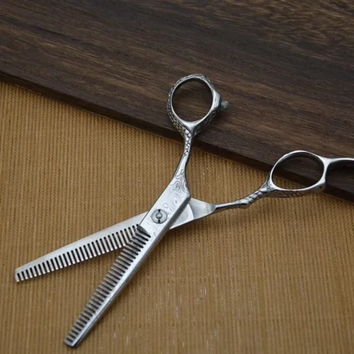 Miniatura 9 de Tijeras de corte de pelo de acero de dos lados para adelgazar los dientes de corte de peluquería peluquería peluquería salón de afeitar