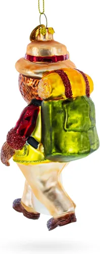 Miniatura 6 de Adorno navideño de cristal para excursionista de oso