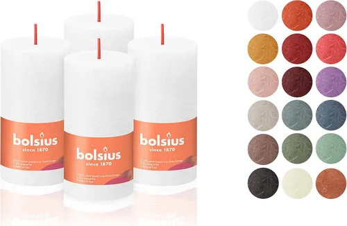 BOLSIUS Paquete de 4 velas rústicas blancas de pilar – 2 x 4 pulgadas – Calidad europea premium – Incluye cera natural a base de plantas, sin