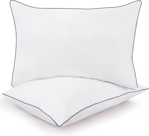 ROYALE LINENS Juego de 2 almohadas tamaño Queen, almohada de cama para dormir, almohada refrescante para personas que duermen de espalda, estómago o
