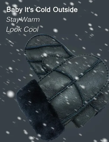 Miniatura 2 de YISEVEN Manoplas de piel de oveja de invierno para hombre