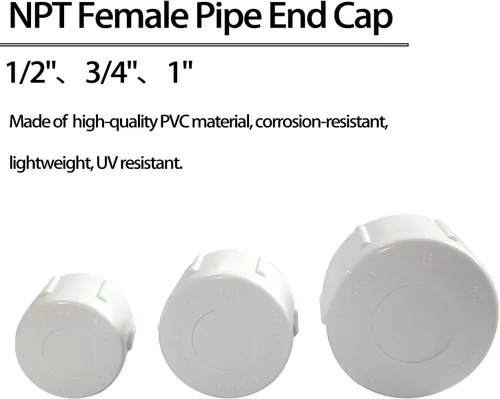 Miniatura 5 de Adaptador de tubo de PVC de 1/2 pulgada con tapón de rosca hembra, adaptador de tubo de acoplamiento, rosca NPT para tubería de alcantarillado